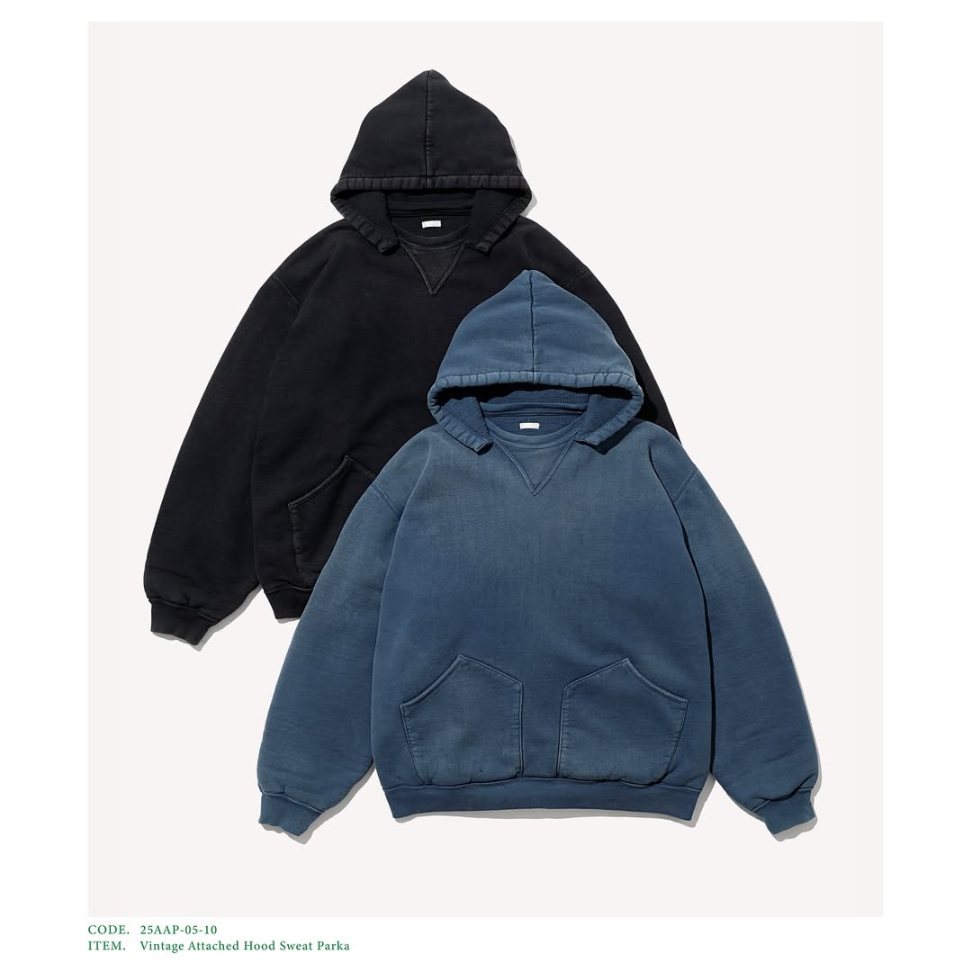 A.PRESSE 25AW Vintage Attached Hood Sweat Parka